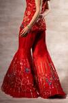Buy_Ruhr India_Red Silk Organza Bead Work, Sequins Floral Embroidered Jacket And Sharara Set _Online_at_Aza_Fashions