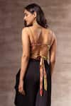 Shop_Ruhr India_Red Bamberg Chiffon, Silk Chinon Digital Print, Foil Print, Floral Bralette _at_Aza_Fashions