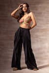Buy_Ruhr India_Black Satin Draped Trouser _at_Aza_Fashions