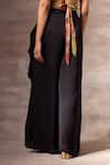 Buy_Ruhr India_Black Satin Draped Trouser _Online_at_Aza_Fashions