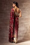 Shop_Ruhr India_Maroon Mulberry Silk Hand Woven Pre-stitched Saree With Blouse  _at_Aza_Fashions