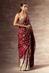 Ruhr India_Maroon Mulberry Silk Hand Woven Pre-stitched Saree With Blouse  _Online_at_Aza_Fashions