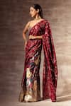 Buy_Ruhr India_Maroon Mulberry Silk Hand Woven Pre-stitched Saree With Blouse  _Online_at_Aza_Fashions