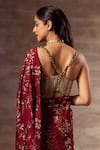 Shop_Ruhr India_Maroon Mulberry Silk Embellished Shells Sweetheart Neck Corset Blouse _at_Aza_Fashions