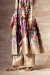 Buy_Ruhr India_Multi Color Matka Raw Silk Printed Ikat Trench Coat With Belt For Women_Online_at_Aza_Fashions