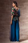 Shop_Ruhr India_Blue Crepe Thread Work Embroidered Side Palazzo _at_Aza_Fashions