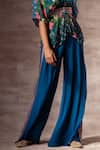Ruhr India_Blue Crepe Thread Work Embroidered Side Palazzo _Online_at_Aza_Fashions