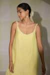 Buy_Deep Thee_Yellow Chanderi Embroidered Boti Round Asymmetric Slip Dress _Online_at_Aza_Fashions