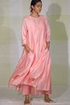 Deepthee_Pink Chanderi Embroidered Pocket Kurta And Pant Set_Online_at_Aza_Fashions