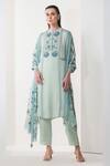 Buy_Namrata Joshipura_Blue Aurora Floral Embroidered Kurta Set_at_Aza_Fashions