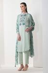 Namrata Joshipura_Blue Aurora Floral Embroidered Kurta Set_Online_at_Aza_Fashions