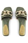 Shop_Crimzon_Green Sheet Sole Sardinia Chained Sandals_at_Aza_Fashions