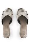 Shop_Crimzon_Silver Faux Leather Aiyana Metallic Cross Strap Wedges_at_Aza_Fashions