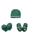 Buy_Tiber Taber_Green Silk Viscose Blend Embroidered Cap Mittens And Booties Set  _at_Aza_Fashions