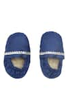 Shop_Tiber Taber_Blue Silk Viscose Blend Embroidered Cap Mittens And Booties Set  _at_Aza_Fashions