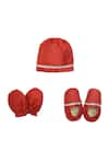 Buy_Tiber Taber_Red Silk Viscose Blend Embroidered Cap Mittens And Booties Set  _at_Aza_Fashions