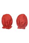 Tiber Taber_Red Silk Viscose Blend Embroidered Cap Mittens And Booties Set  _at_Aza_Fashions