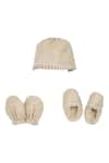 Buy_Tiber Taber_Beige Silk Viscose Blend Embroidered Cap Mittens And Booties Set  _at_Aza_Fashions