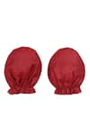 Tiber Taber_Maroon Silk Viscose Blend Embroidered Cap Mittens And Booties Set  _Online_at_Aza_Fashions