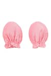 Tiber Taber_Pink Viscose Muslin Embroidered Lace Cap Mittens And Booties Set  _Online_at_Aza_Fashions