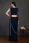 Shop_Onaya_Blue Georgette Embroidered Floral Draped Palazzo Saree With Blouse _at_Aza_Fashions