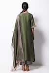Shop_Bhavik Shah_Green Dupatta , Kurta Handwoven , Pant Cotton Set _at_Aza_Fashions