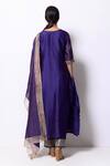 Shop_Bhavik Shah_Purple Kurta Handwoven Chanderi  Stole Chanderi Pant Cotton Set _at_Aza_Fashions