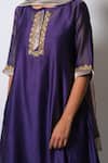 Bhavik Shah_Purple Kurta Handwoven Chanderi  Stole Chanderi Pant Cotton Set _at_Aza_Fashions