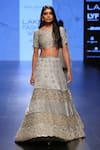 Payal Singhal_Grey Dupion Silk Embroidery Pearls Round Fitoor Lehenga With Choli _Online_at_Aza_Fashions