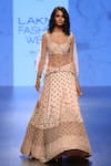 Buy_Payal Singhal_Pink Dupion Silk And Net Embroidery Pearls Leaf Pakizah Overlay Top & Lehenga Set _at_Aza_Fashions