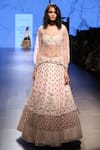 Buy_Payal Singhal_Pink Dupion Silk And Net Embroidery Pearls Leaf Pakizah Overlay Top & Lehenga Set _Online_at_Aza_Fashions