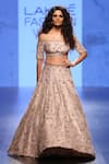 Buy_Payal Singhal_Pink Dupion Silk Embroidery Pearls And Sequin One Saiyami Off Choli With Lehenga _at_Aza_Fashions