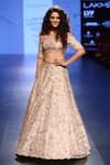 Payal Singhal_Pink Dupion Silk Embroidery Pearls And Sequin One Saiyami Off Choli With Lehenga _Online_at_Aza_Fashions