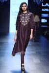 Buy_Payal Singhal_Purple Silk And Soft Net Embroidery Band Frieda Kurta With Churidar _at_Aza_Fashions