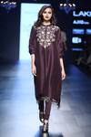 Payal Singhal_Purple Silk And Soft Net Embroidery Band Frieda Kurta With Churidar _Online_at_Aza_Fashions