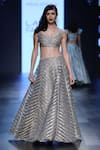 Buy_Payal Singhal_Grey Silk Embroidery V Neck Ava Choli And Lehenga Set _at_Aza_Fashions