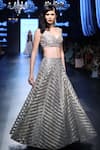 Payal Singhal_Grey Silk Embroidery V Neck Ava Choli And Lehenga Set _Online_at_Aza_Fashions