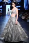 Buy_Payal Singhal_Grey Silk Embroidery V Neck Ava Choli And Lehenga Set _Online_at_Aza_Fashions