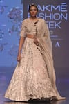 Payal Singhal_Grey Velvet Embroidery Round Larisa Bridal Lehenga Set _at_Aza_Fashions