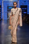 Buy_Payal Singhal_Grey Velvet Embroidery Gota Patti Round Latifa Saree With Blouse _at_Aza_Fashions