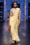 Buy_Payal Singhal_Yellow Chanderi Embroidery Thread Round Zarya Saree With Blouse _at_Aza_Fashions