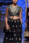 Payal Singhal_Black Velvet Embroidery Round Nasiba Choli And Sharara Set _at_Aza_Fashions