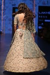 Shop_Payal Singhal_Grey Organza Peacock Mouni One Side Jacket Lehenga Set _at_Aza_Fashions