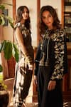 Buy_Payal Singhal_Black Crepe Embroidery Tassels Round Feza Kaftan Top And Sharara Set _at_Aza_Fashions