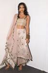 Buy_Payal Singhal_Grey Silk Embroidery Square Neck Aylen Bustier With Skirt Palazzo Set _Online_at_Aza_Fashions