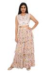 Buy_Payal Singhal_Purple Velvet Printed Bandhani Kilim Round Choli And Sharara Set_at_Aza_Fashions