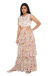 Buy_Payal Singhal_Purple Velvet Printed Bandhani Kilim Round Choli And Sharara Set_Online_at_Aza_Fashions