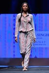 Buy_Payal Singhal_Grey Crepe Printed Ikat Stripe Collared Neck Tamara Jumpsuit  _at_Aza_Fashions