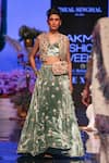 Buy_Payal Singhal_Blue Velvet Embroidered Floral Motifs Scoop Neck Seine Jacket And Lehenga Set _at_Aza_Fashions