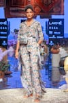 Buy_Payal Singhal_Pink Crepe Printed Ikat Love Collared Neck Ista Jumpsuit _at_Aza_Fashions